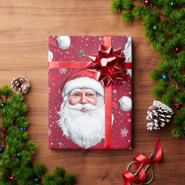Papier Cadeau Bonne conception du visage du Père Noël (Cadeau de vacances)