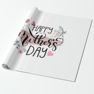 Papier Cadeau Bonne fête des mères 2025 mignonne florale pour le