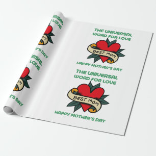 Papier Cadeau Bonne Fête Des Mères Avec Amour Et Fleur