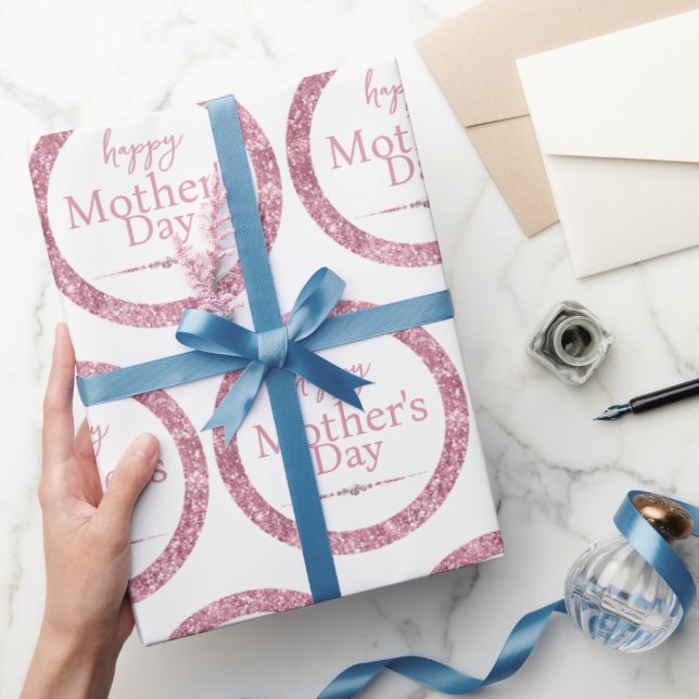 Papier Cadeau Bonne fête des mères Parties scintillant rose et d (Cadeaux)