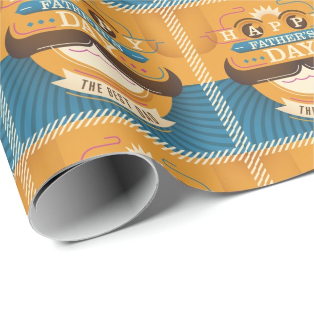 Papier Cadeau Bonne Fête des pères (Coin rond)