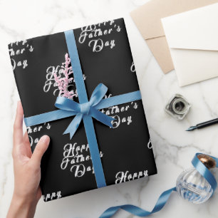 Papier Cadeau Bonne Fête des pères Papa grand-père Noir moderne