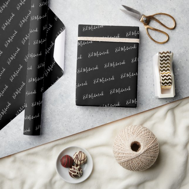 Papier Cadeau Bonne fête Eid Mubarak écriture musulmane (Artisanat)