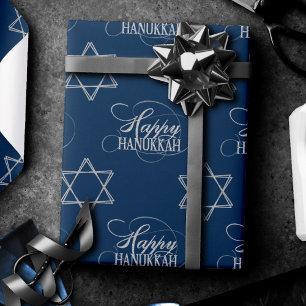 Papier Cadeau Bonne Hanoukka Star de David Classic Silver Navy