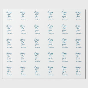 Papier Cadeau Bonne nouvelle année ajouter nom amour bleu simple