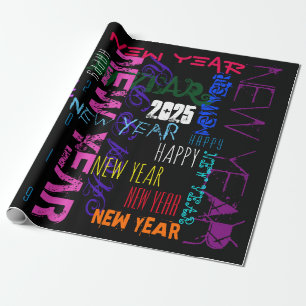 Papier Cadeau Bonne nouvelle année personnalisée Couleurs pop En