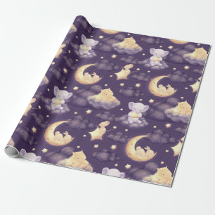 Papier Cadeau Bonne Nuit Avec Bébé Bébé Mignonne Sleepy Animal