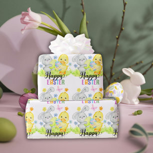 Papier Cadeau Bonne Pâques mignonne Rabbit & Chasse aux oeufs de