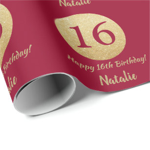 Papier Cadeau Bonne Parties scintillant du 16e anniversaire en B