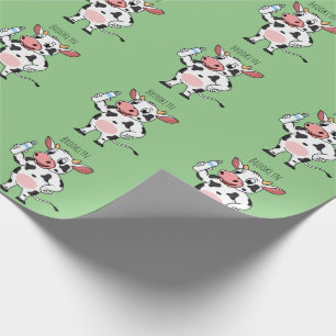 Papier Cadeau Bonne vache avec dessin animé de biberon