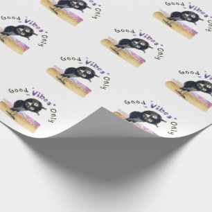 Papier Cadeau Bonne Vibration Uniquement avec Curieux Hibou