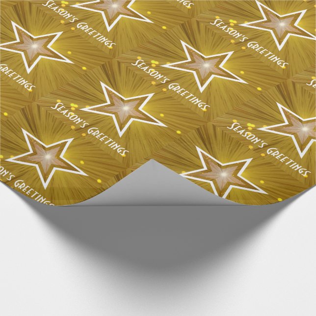 Papier Cadeau Bonnes Fêtes d'impression Gold Star texte blanc (Coin)