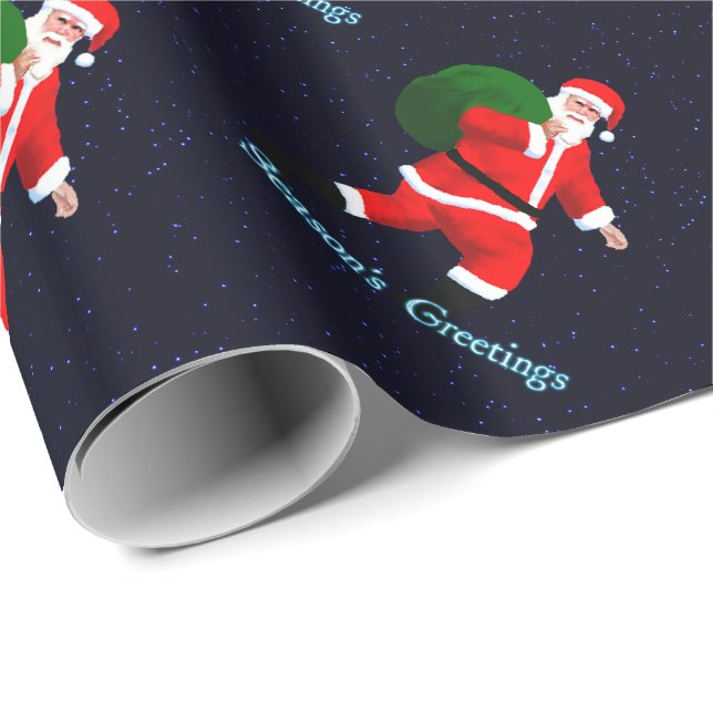 Papier Cadeau Bonnes Fêtes - Père Noël (Coin rond)