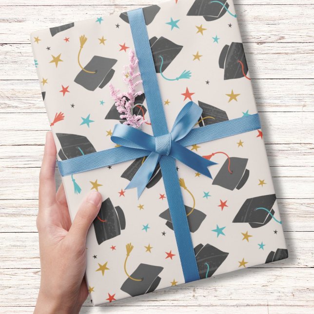 Papier Cadeau Bonnet de fin d'études et Tassel sur la crème (Créateur téléchargé)