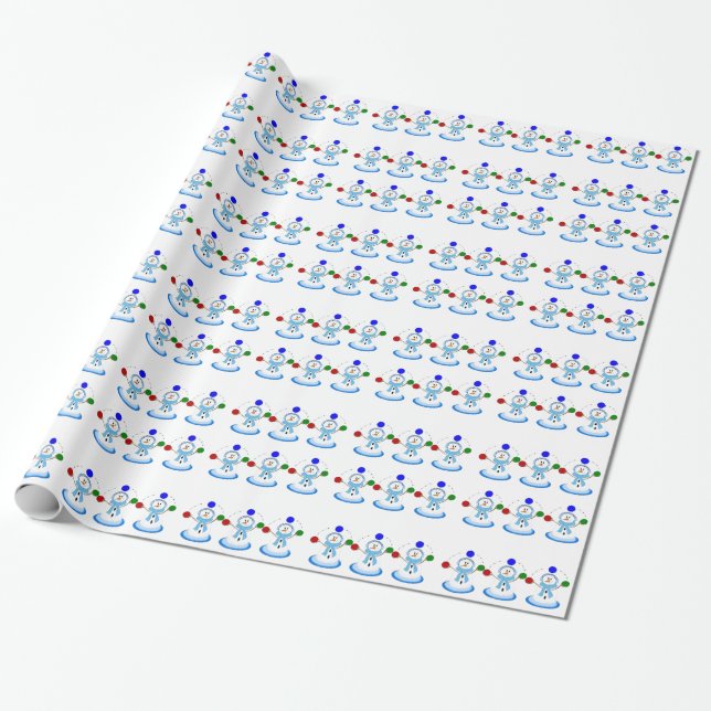 Papier Cadeau Bonshommes de neige jongleurs (Déroulé)