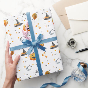 Papier Cadeau Boo Citrouille Automne Halloween Avec Nom Personna