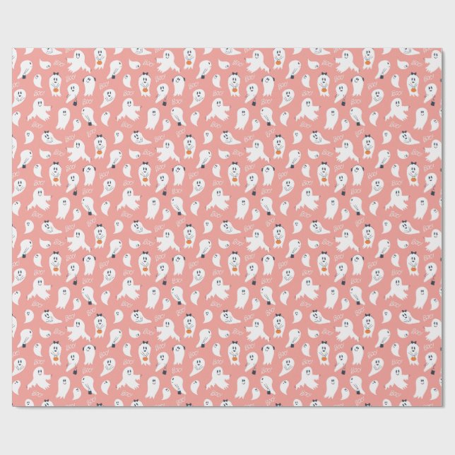 Papier Cadeau Boo Halloween Gentil Fantôme (Plat)