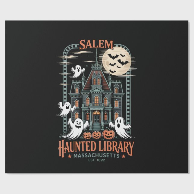 Papier Cadeau Bookworm Halloween Shirt Haunted Library (Plat)