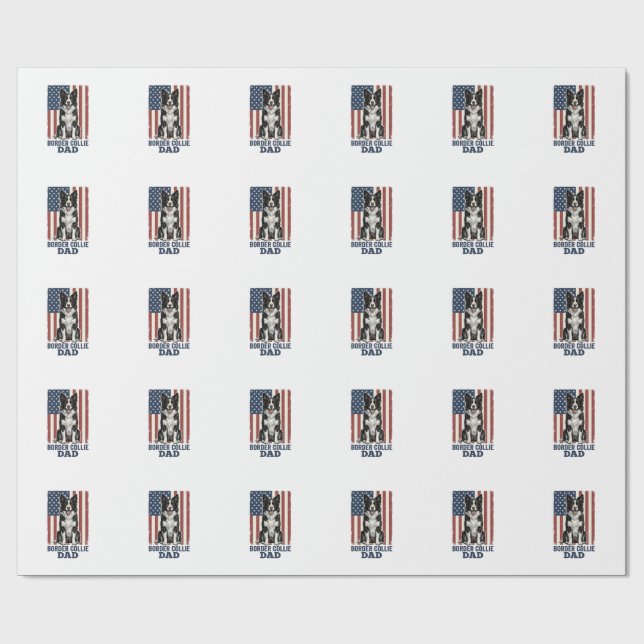 Papier Cadeau Border Collie Dad Patriotic Vintage Dog Shirt Desi (Plat)