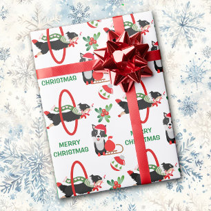 Papier Cadeau Bordure Collie Joyeux Noël
