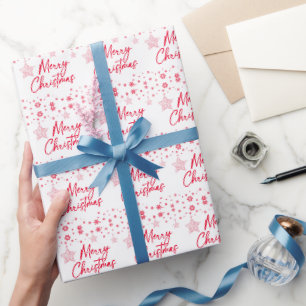 Papier Cadeau Bordure de Noël rouge Flocons de neige & Ornements