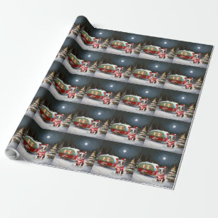 Papier Cadeau Boston Terrier Caravan Christmas Adventure