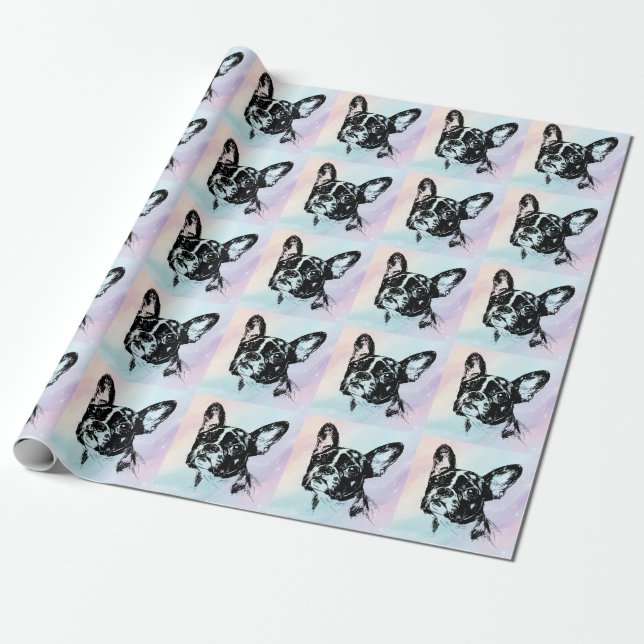 Papier Cadeau Boston Terrier Dog Design d'art chic (Déroulé)