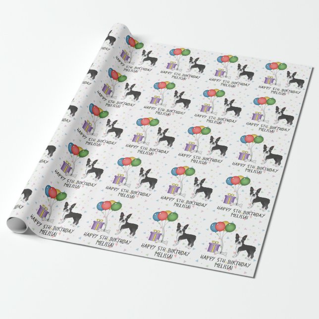 Papier Cadeau Boston Terrier Noir Et Blanc Chien Mignon - Annive (Déroulé)