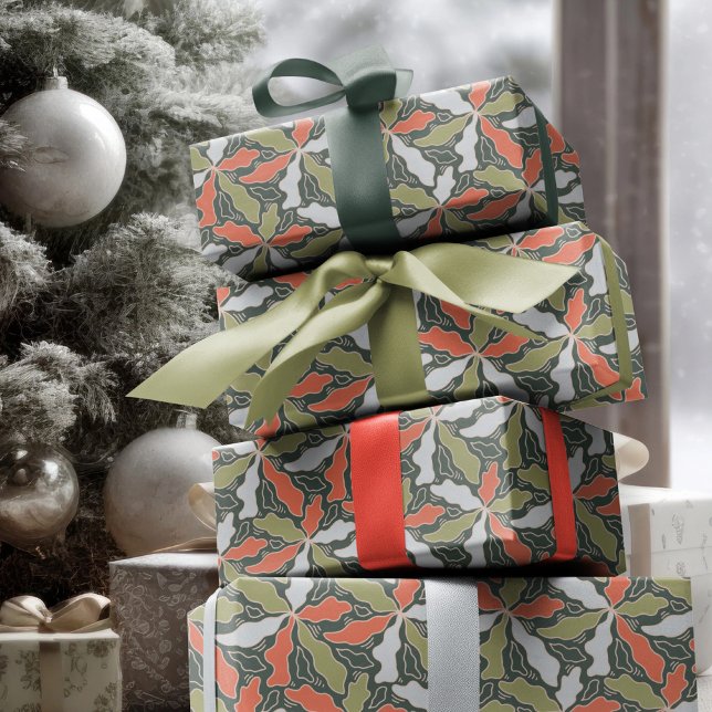 Papier Cadeau Botanique Abstrait Coloré  (Colorful Abstract Botanical Wrapping Paper by Ricaso - a stunning modern holiday gift wrap )