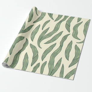 Papier Cadeau Botanique Algue Marine Kelp Vert Sauge Minimaliste