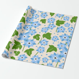 Papier Cadeau Botanique Bleue Oublie-Moi-Non Plus Dessinée à la