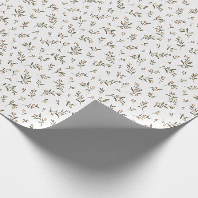 Papier Cadeau Botanique Branches de Baies (Coin)