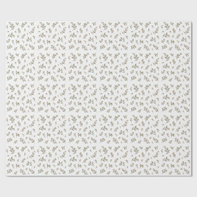 Papier Cadeau Botanique Branches de Baies (Plat)