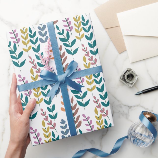 Papier Cadeau Botanique couleur Feuille aquarelle Boho (Cadeaux)