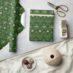 Papier Cadeau Botanique florale verte sereine