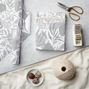 Papier Cadeau Botanique gris Motif sans joint