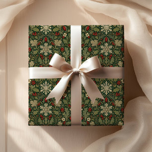 Papier Cadeau botanique sombre victorienne baie rouge William Mo