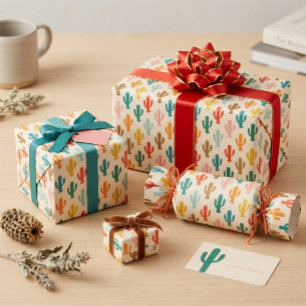 Papier Cadeau Botanique Vibrant du Désert