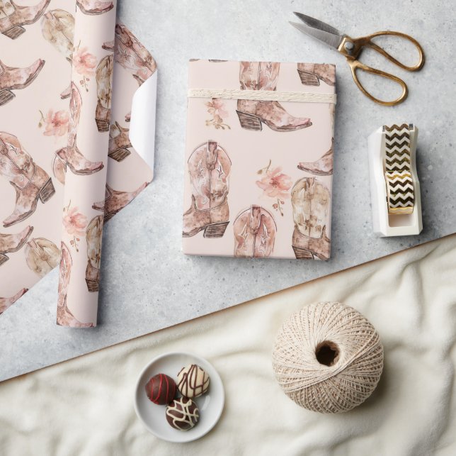 Papier Cadeau Botte rose Brown Botte sud-ouest Floral (Artisanat)