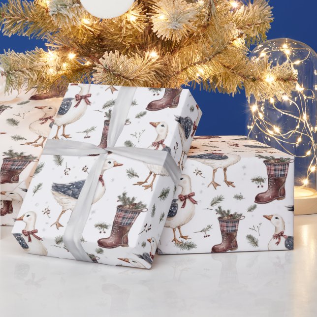 Papier Cadeau Bottes de campagne Noël Oie (Vacances)