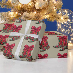 Papier Cadeau Bottes de Coquette de Noël Cowgirl occidentale Xma