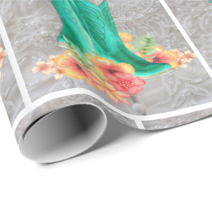 Papier Cadeau Bottes de cowboy occidentales de mariage sur