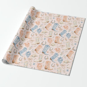 Papier Cadeau Bottes de cowgirl de Nashville pastel cadeau aquar