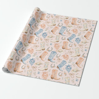 Papier Cadeau Bottes de cowgirl de Nashville pastel cadeau aquar