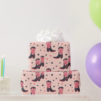 Papier Cadeau Bottes de cowgirl roses