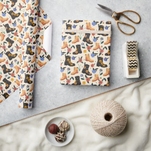 Papier Cadeau Bottes florales dessinées à la main et Motif trans