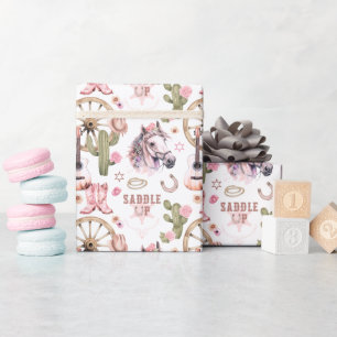 Papier Cadeau Bottes pour fille de l'Ouest et enveloppement cade