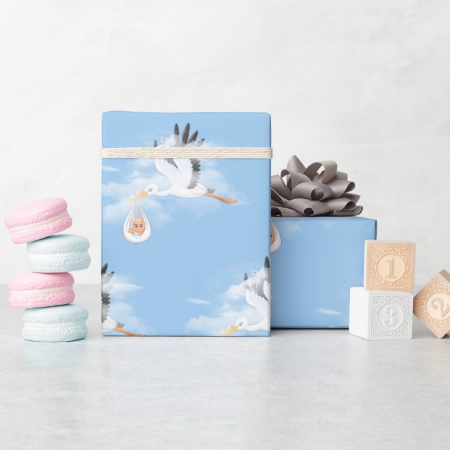 Papier Cadeau Bouche et bébé en bleu (Baby Shower)