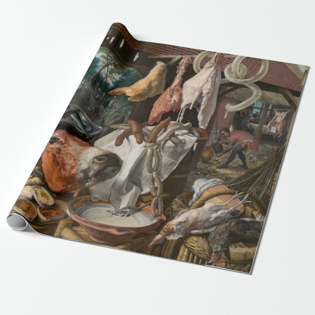 Papier Cadeau Boucher's Stall (par Pieter Aertsen) (Déroulé)
