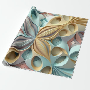 Papier Cadeau Boucles pastel et formes pliées en menthe et crème